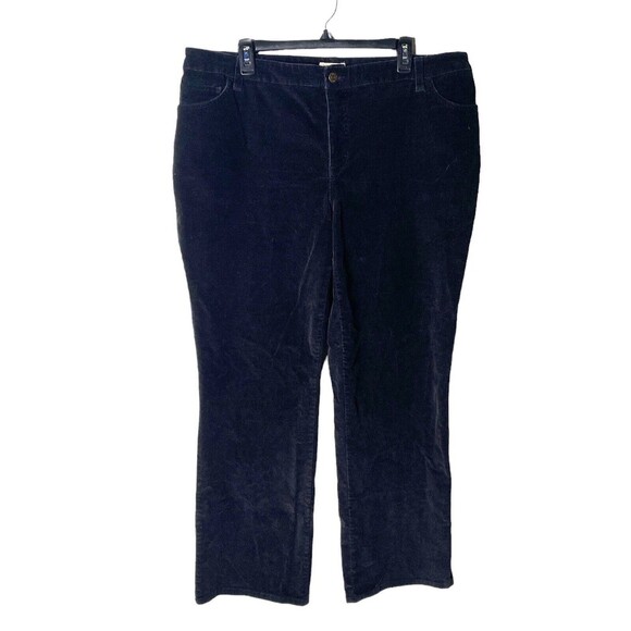St Johns Bay Womens Corduroy Pants Plus 18W 5 Pockets Mid Rise Black Wide Leg - Picture 1 of 8